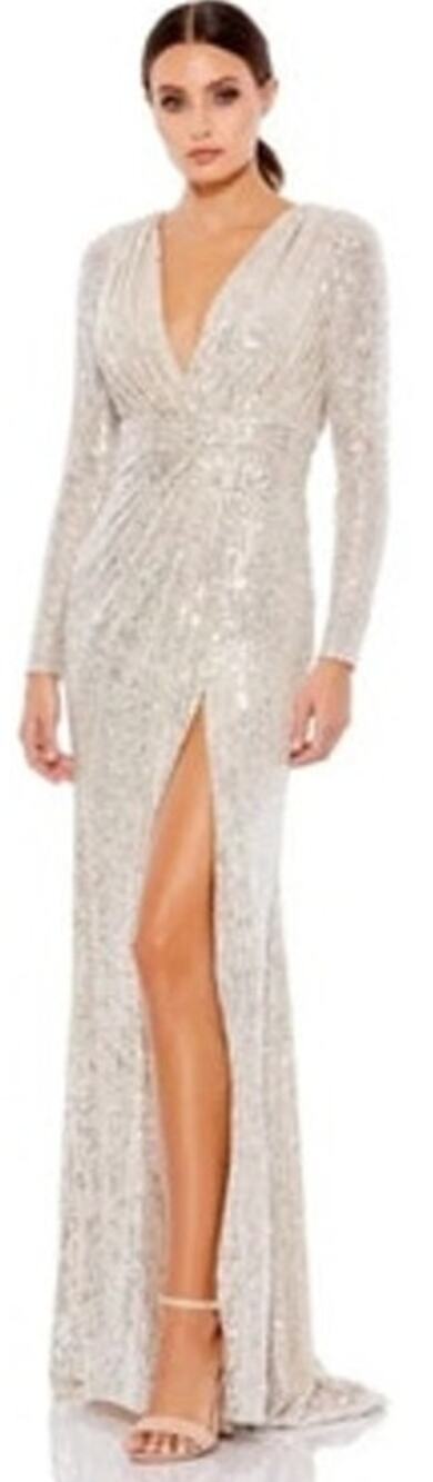 Ieena for Mac Duggal Dress Sequined Long Sleeve Evening Gown Maxi NWT 4